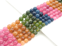 Natural Watermelon Quartz Round Smooth Beads, 8mm/10mm Blue/Green/Pink/Orange Mixed Color Quartz Beads, 15.5'' Full Strand, Sku#U1169
