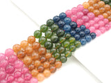 Natural Watermelon Quartz Round Smooth Beads, 8mm/10mm Blue/Green/Pink/Orange Mixed Color Quartz Beads, 15.5'' Full Strand, Sku#U1169