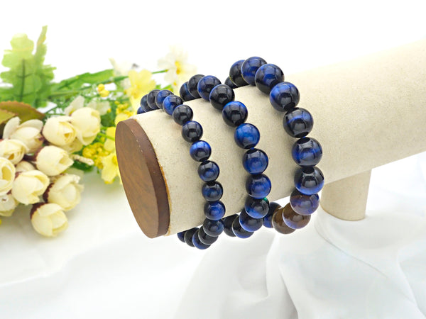 Natural Lapis Blue Tiger Eye Stretchy Bracelet, U1079