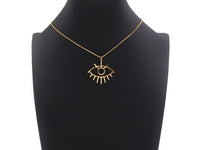CZ Micro Pave Evil Eye with Eyelash Frame Pendant/Charm, Gold Evil Eye Cubic Zirconia Pendant Charm,36x33mm,sku#Y313