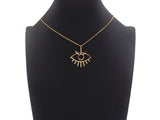 CZ Micro Pave Evil Eye with Eyelash Frame Pendant/Charm, Gold Evil Eye Cubic Zirconia Pendant Charm,36x33mm,sku#Y313