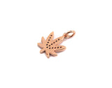 Clear CZ Gold Maple Leaf Charm Pendant, Sku#Z492