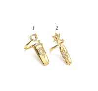 CZ Heart/Flower Adjustable Nail Ring, Sku#X274
