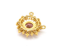 Colorful CZ Micro Baguette Sunflower Shape Pendant/Charm, 18K Gold Filled Big CZ Charm,18x18mm,Sku#LK392