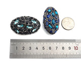 Lapis Peridot Black Pave Rhinestone Crystal Oval Connetor Beads, Natural Stone Spacer Beads, 27x45mm,Sku#V96