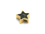 CZ Micro Pave Five Point Star Beads, Fuchsia/Turquoise/Cobalt/Black/Green/Champagne Gold  Plated Beads, Bracelet Beads, 11mm, sku#E449