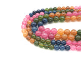 Natural Watermelon Quartz Round Smooth Beads, 8mm/10mm Blue/Green/Pink/Orange Mixed Color Quartz Beads, 15.5'' Full Strand, Sku#U1169