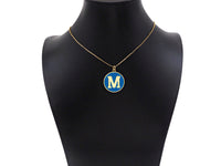 New Trendy Blue Gold Enamel Initials Letter Charm/Pendant, Enamel Initial Alphabet Letters, Custom Naming Pendants, 25x28mm,sku#ML35