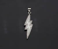 Enamel Colorful Lightning Shape Pendant Silver Finish, CZ Micro Pave Lightning Charm, Enamel pendant,Enamel Jewelry, 10x37mm, sku#LK138