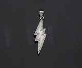 Enamel Colorful Lightning Shape Pendant Silver Finish, CZ Micro Pave Lightning Charm, Enamel pendant,Enamel Jewelry, 10x37mm, sku#LK138