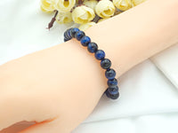 Natural Lapis Blue Tiger Eye Stretchy Bracelet, U1079
