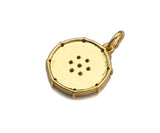 CZ Micro Pave Snowflake On Round Coin Charms, 18k Dainty Gold Charms Pendant, Snowflake Necklace Charms, 14x15mm, Sku#F1305
