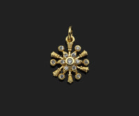 CZ Micro Pave Radiate Flower Shape Pendant,18K Dainty Gold Charm, Necklace Bracelet Charm Pendant,9x12mm,Sku#FH154