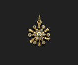 CZ Micro Pave Radiate Flower Shape Pendant,18K Dainty Gold Charm, Necklace Bracelet Charm Pendant,9x12mm,Sku#FH154