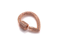 Clear CZ Micro pave Drop Shape Clasp, CZ Pave Clasp, Gold/Silver/Rose Gold/Gunmetal Carabiner Clasp, 18X24mm, sku#H185