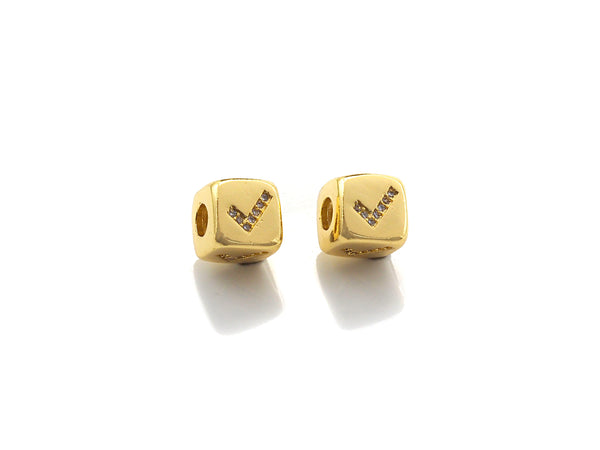 CZ Micro Pave Check Symbol Dice Spacer Beads, Cubic Zirconia Cube Spacer Beads, sku#Z719