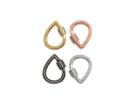 Clear CZ Micro pave Drop Shape Clasp, CZ Pave Clasp, Gold/Silver/Rose Gold/Gunmetal Carabiner Clasp, 18X24mm, sku#H185