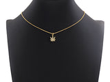 Clear CZ Gold Maple Leaf Charm Pendant, Sku#Z492