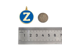 New Trendy Blue Gold Enamel Initials Letter Charm/Pendant, Enamel Initial Alphabet Letters, Custom Naming Pendants, 25x28mm,sku#ML35