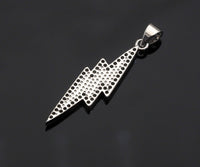 Enamel Colorful Lightning Shape Pendant Silver Finish, CZ Micro Pave Lightning Charm, Enamel pendant,Enamel Jewelry, 10x37mm, sku#LK138
