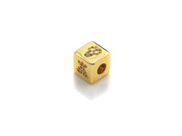 CZ Micro Pave Bee Bear Lip Dice Spacer Beads, Cubic Zirconia Cube Spacer Beads, NAME Beads in Gold Tone,8.5mm, sku#Z715