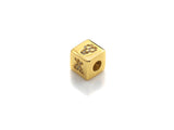 CZ Micro Pave Bee Bear Lip Dice Spacer Beads, Cubic Zirconia Cube Spacer Beads, NAME Beads in Gold Tone,8.5mm, sku#Z715