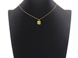 Rose Flower Square Pendant, Embossment Square Pendant, Cubic Zirconia Pendant, Gold Tone, 11x14mm, Sku#Z792