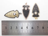 CZ Micro Pave Shield Symbol Pendant,Gold/Silver/Black/Rose Gold Plated,Cubic Zirconia Jewelry Findings,15x32mm,sku#F486