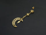 CZ Star Moon Dangle Earrings, Sku#J240