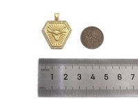 CZ Micro Pave OX Horn On Shield Shape Pendant/Charm,Cubic Zirconia Medallion Charm, Necklace Bracelet Charm Pendant,23x25mm, Sku#LK194