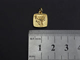 Rose Flower Square Pendant, Embossment Square Pendant, Cubic Zirconia Pendant, Gold Tone, 11x14mm, Sku#Z792
