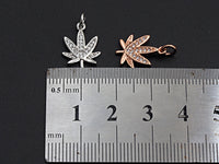 Clear CZ Gold Maple Leaf Charm Pendant, Sku#Z492