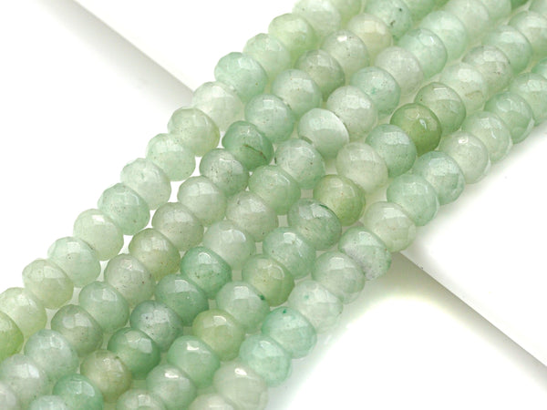 2mm Large Hole Natural Green Aventurine Beads, Rondelle Faceted 6x10mm/5x8mm, 8" Long Strands, sku#U731