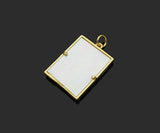Fuchsia CZ Mom/Mama Heart On Rectangle Pearl Shape Pendant,18K Gold Filled Mother of Pearl Charm, Mother's Day MOP Pendant,17x24mm,Sku#Z1373
