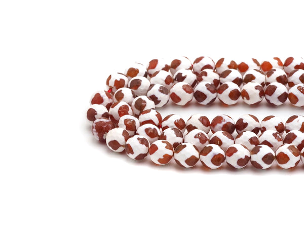 Quality Dzi Red White Dots Agate Beads, Round Smooth Tibetan Agate, 6mm/8mm/10mm/12mm beads, 15.5inch strand, SKU#U432