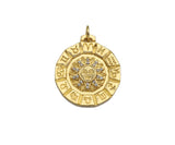 CZ Micro Pave Sun Face On Round Shape Pendant/Charm,Cubic Zirconia Medallion Charm, Necklace Bracelet Charm Pendant,22x25mm, Sku#Z1281