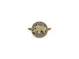 CZ Micro Pave Elephant On Round Coin Charm, Elephant Connector for Bracelet/Necklace, Space Connector Link, 15x21mm, sku#Z1064