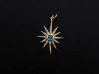 Turquoise Clear CZ Micro Pave North Star Shaped Pendant/Charm, Star Cubic Zirconia Pendant Charm, 19x24mm,sku#Z823