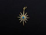 Turquoise Clear CZ Micro Pave North Star Shaped Pendant/Charm, Star Cubic Zirconia Pendant Charm, 19x24mm,sku#Z823