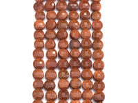 Double Sided Turtle Shell Cut Goldstone Coin beads, 6mm Flat coin faceted, Natural Gemstone Beads, 16" Full strand, sku#U605