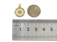 CZ Micro Pave Snowflake On Round Coin Charms, 18k Dainty Gold Charms Pendant, Snowflake Necklace Charms, 14x15mm, Sku#F1305
