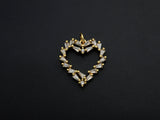 Bagette CZ Micro Pave Heart Shaped Pendant,Heart Cubic Zirconia Pendant, Gold Tone Heart, 22mm,Sku#F1112