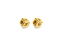CZ Micro Pave Bee Bear Lip Dice Spacer Beads, Cubic Zirconia Cube Spacer Beads, NAME Beads in Gold Tone,8.5mm, sku#Z715