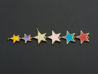 Enamel Colorful String Five Star Pendant,CZ Micro Pave Oil Drop pendant,Enamel pendant,Enamel Jewelry, 15x72mm,sku#Z672