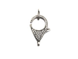 CZ Micro Pave Teardrop Lobster Claw Clasp, Cubic Zirconia Clasp, Antique Silver Plated Clasp, 18x26mm,sku#H173