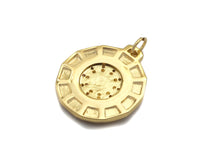 CZ Micro Pave Sun Face On Round Shape Pendant/Charm,Cubic Zirconia Medallion Charm, Necklace Bracelet Charm Pendant,22x25mm, Sku#Z1281