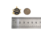 Black/White Enamel PAVE Arrows Cross On Round Coin Pendant, Enamel Round Pendant, Pave Enamel Jewelry Findings,25x21mm,sku#FH148