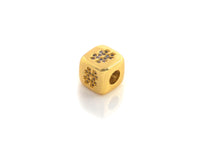 CZ Micro Pave # Symbol Dice Spacer Beads, Cubic Zirconia Cube Spacer Beads, 24k Gold Tone, 8.5mm, sku#Z720