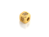CZ Micro Pave # Symbol Dice Spacer Beads, Cubic Zirconia Cube Spacer Beads, 24k Gold Tone, 8.5mm, sku#Z720