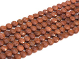 Double Sided Turtle Shell Cut Goldstone Coin beads, 6mm Flat coin faceted, Natural Gemstone Beads, 16" Full strand, sku#U605